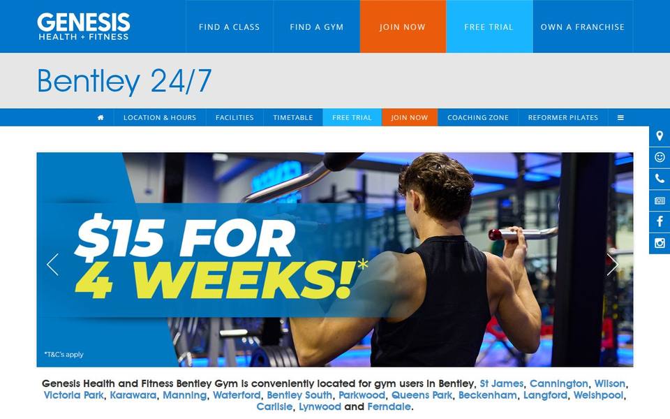 Genesis Health + Fitness Bentley - WA website