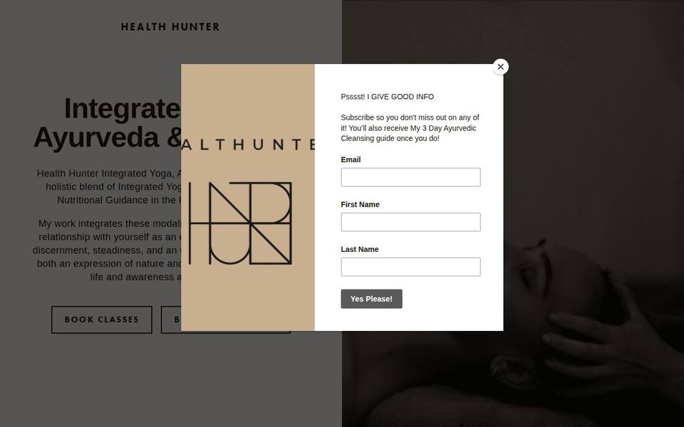 Health Hunter Natural Therapies website