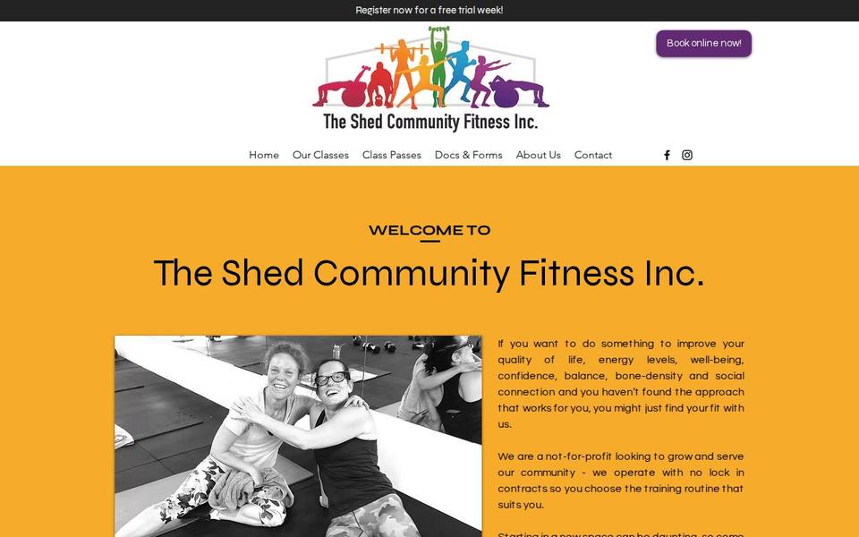 The Shed Community Fitness website