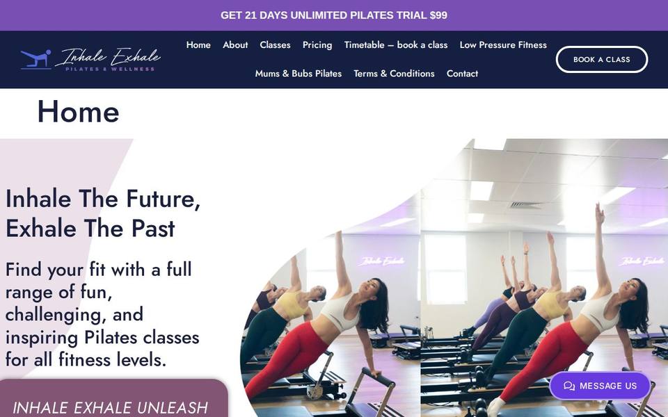 Inhale Exhale Pilates - Nedlands website