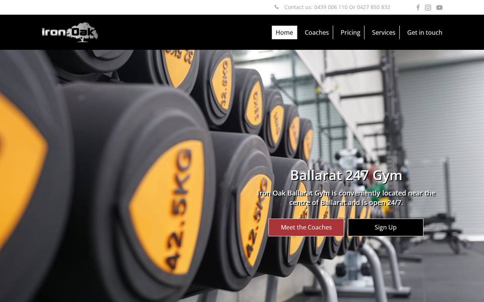 Iron Oak 247 Gym website