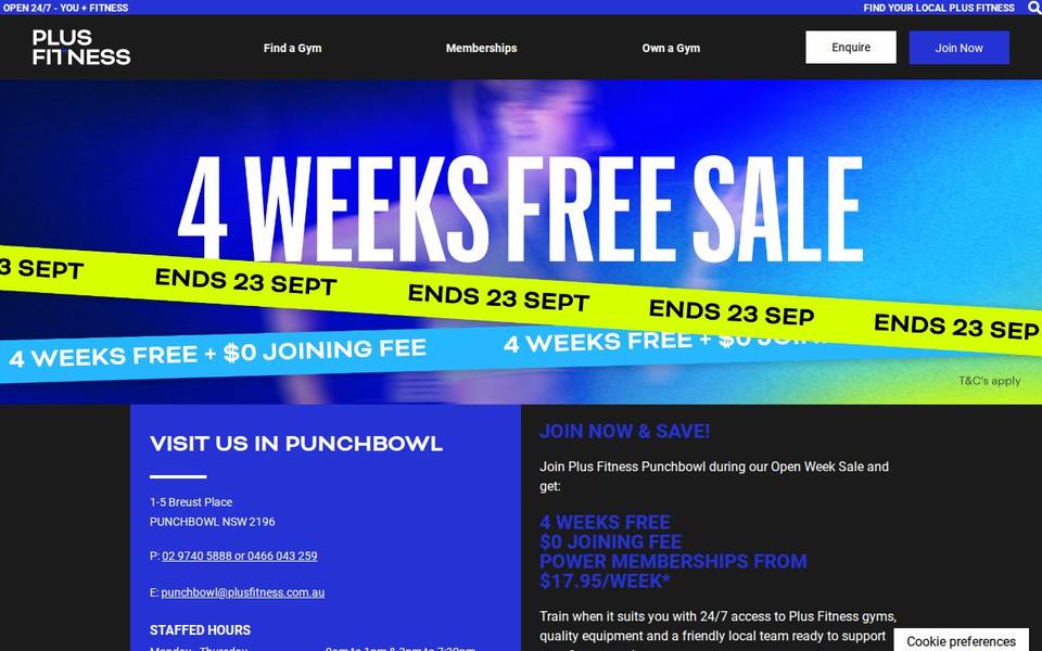 Plus Fitness Punchbowl website