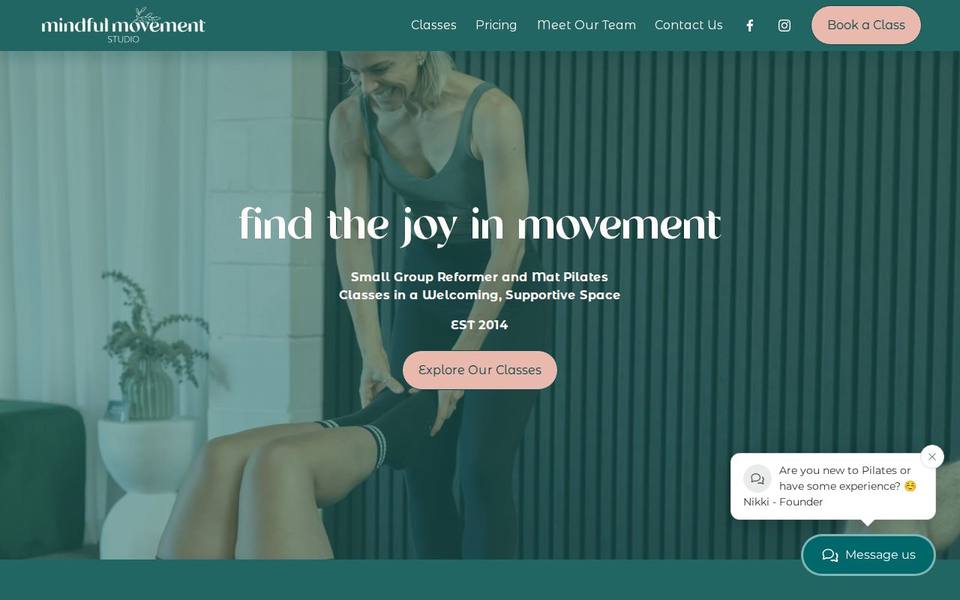 Mindful Movement Pilates Studio website