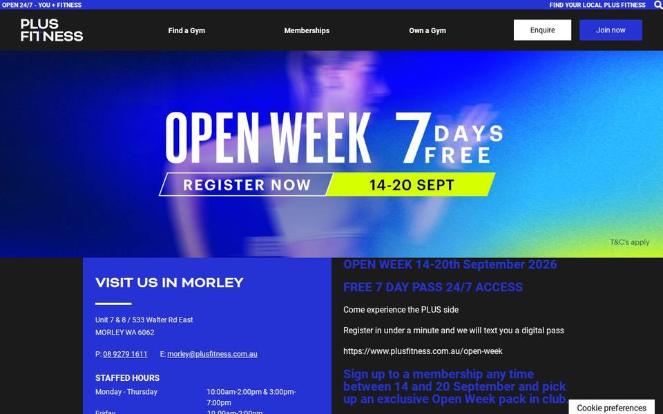 Plus Fitness Morley website
