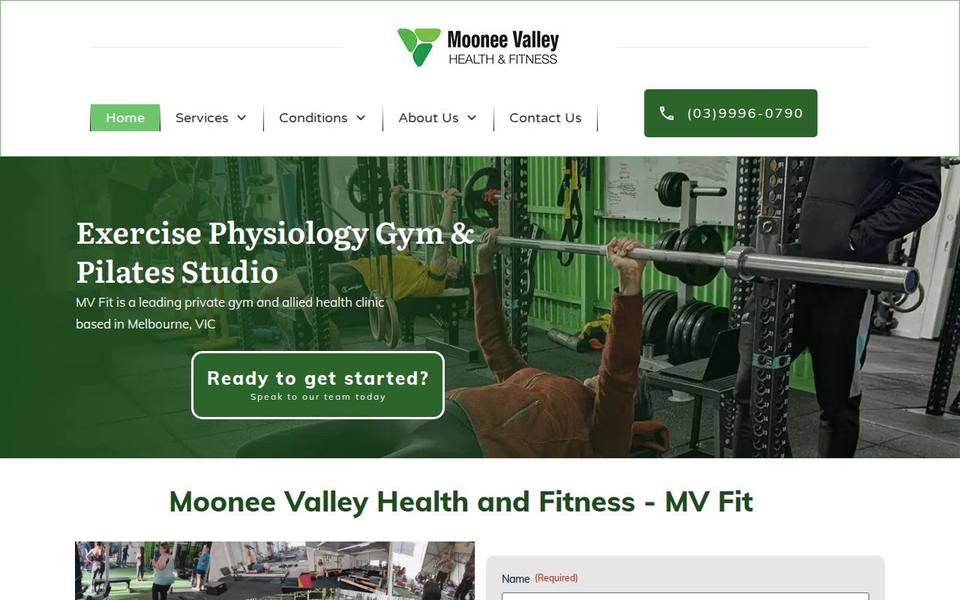 Moonee Valley Health and Fitness website