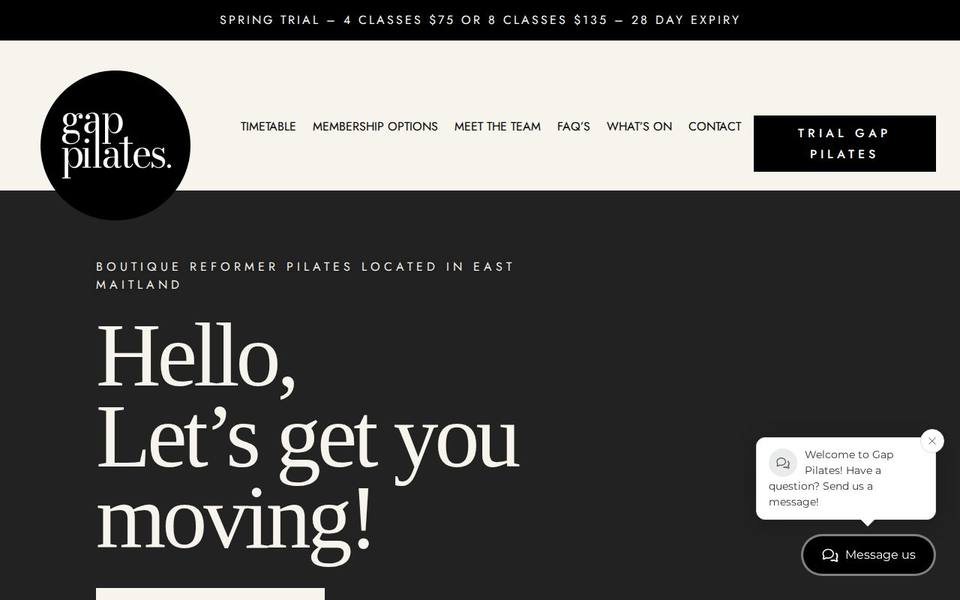 Gap Pilates website