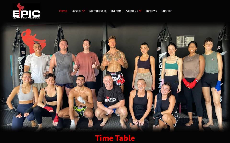 Epic Muay Thai Academy website