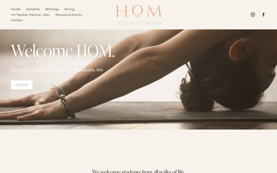 HOM Yoga Studio website