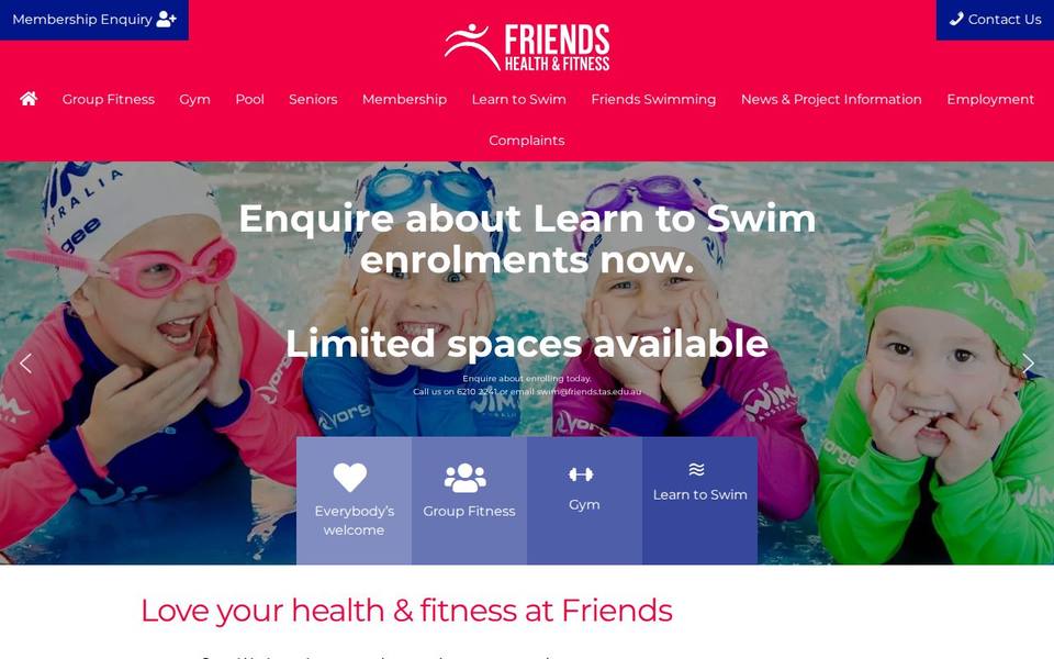 Friends Health and Fitness website