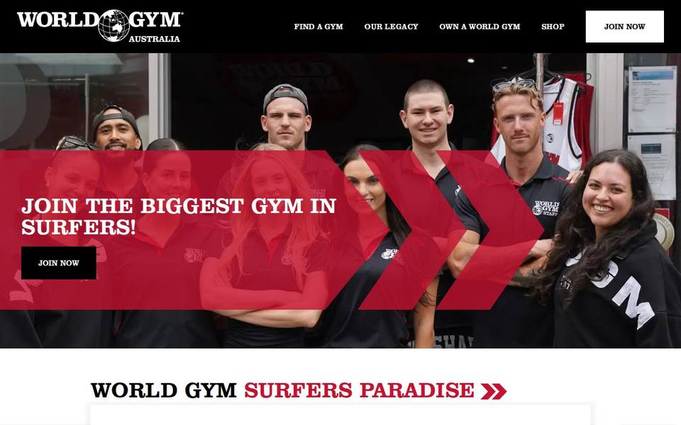 World Gym ['Surfers Paradise'] website