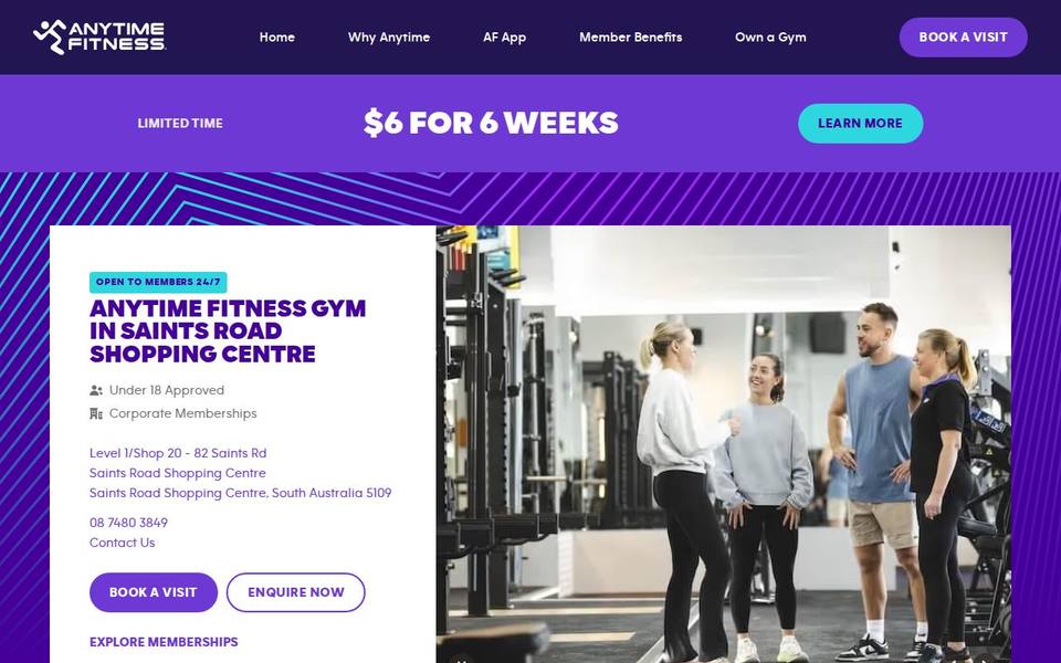 Anytime Fitness Saints Road Shopping Centre website