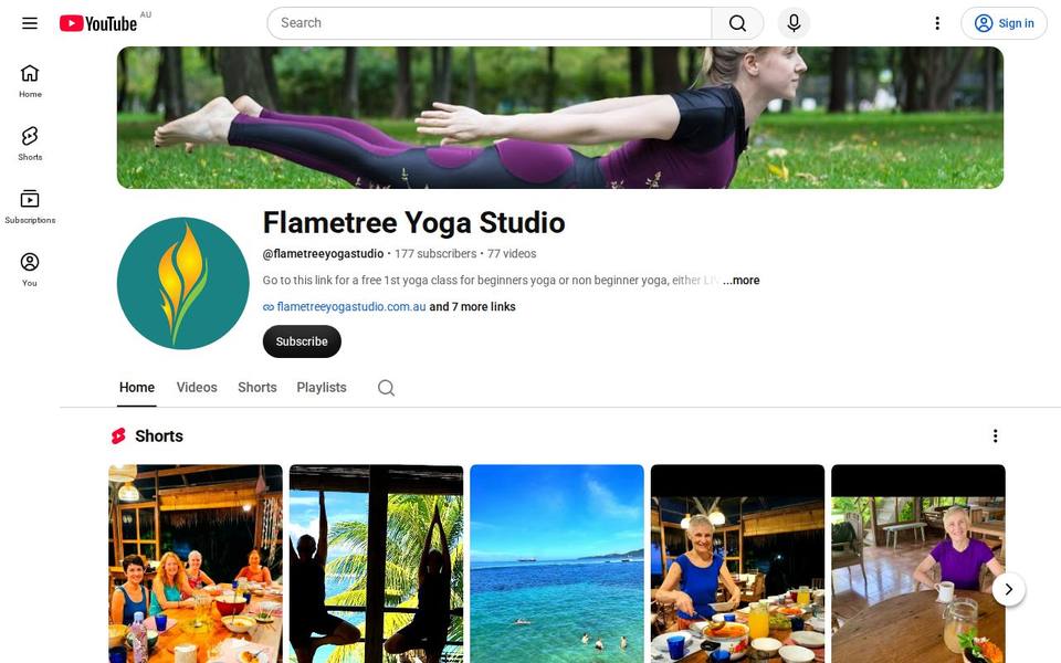Flametree Yoga Studio website
