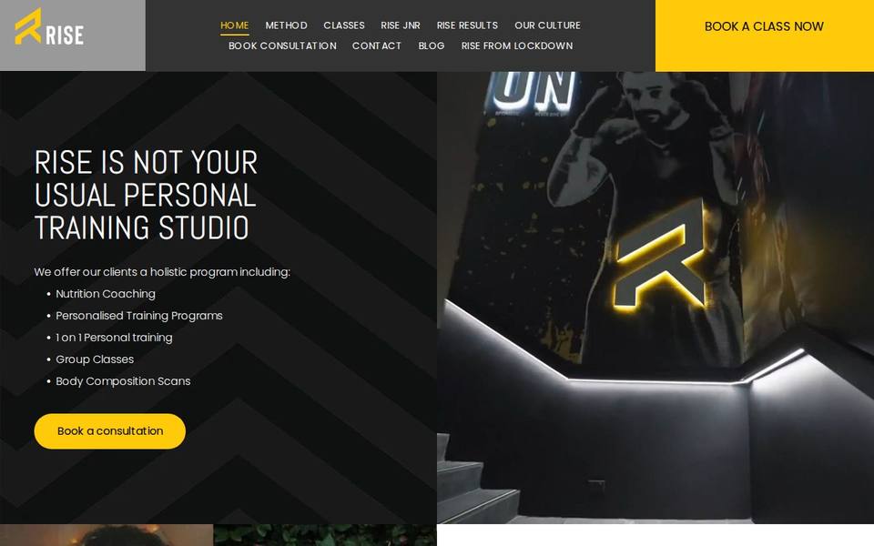 Rise Personal Training & Fitness website