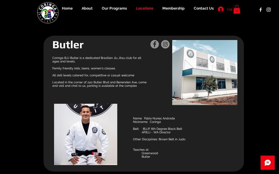 Coringa Brazilian Jiu Jitsu Butler website