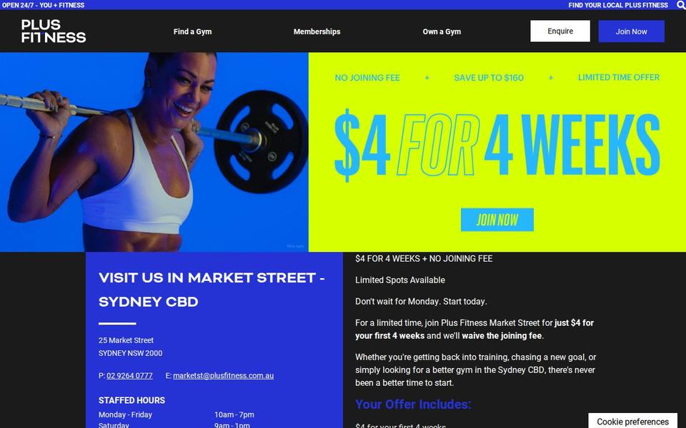 Plus Fitness Market Street  - Sydney CBD website