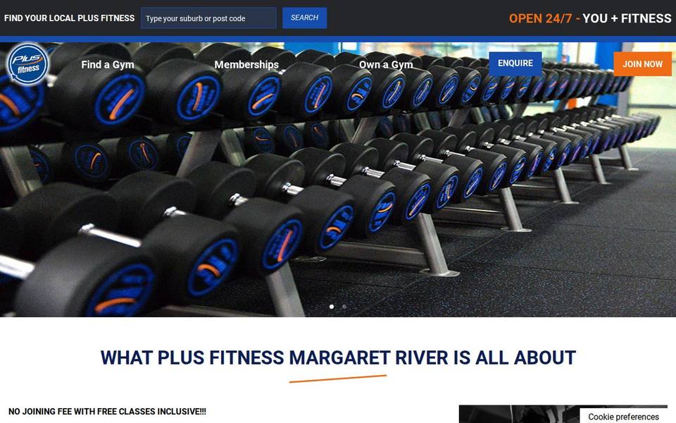 Plus Fitness Margaret River website