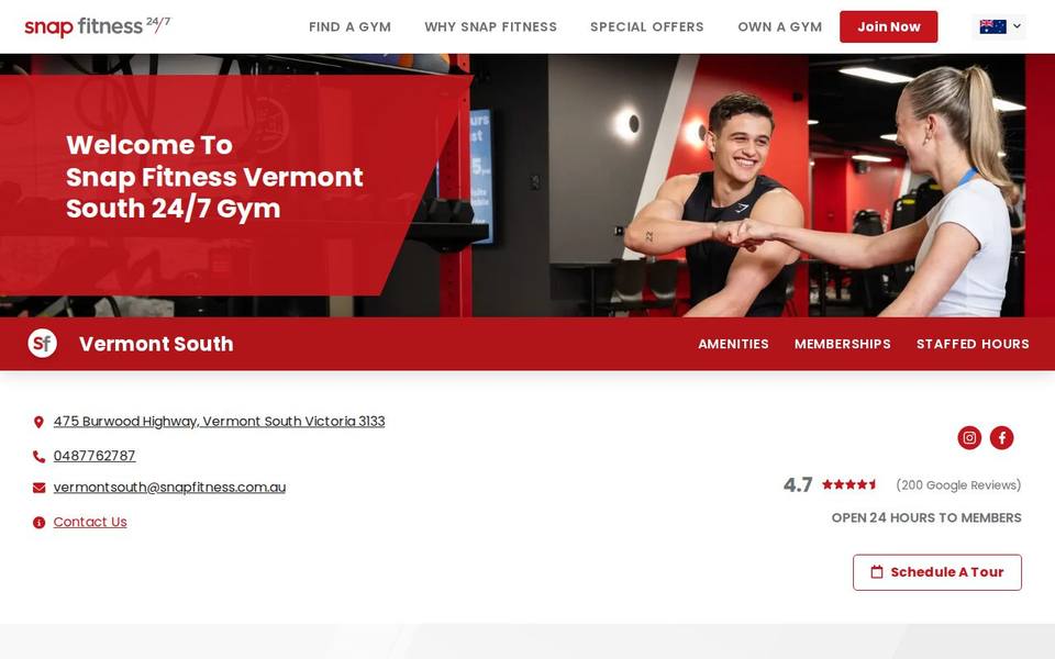 Snap Fitness Vermont South website