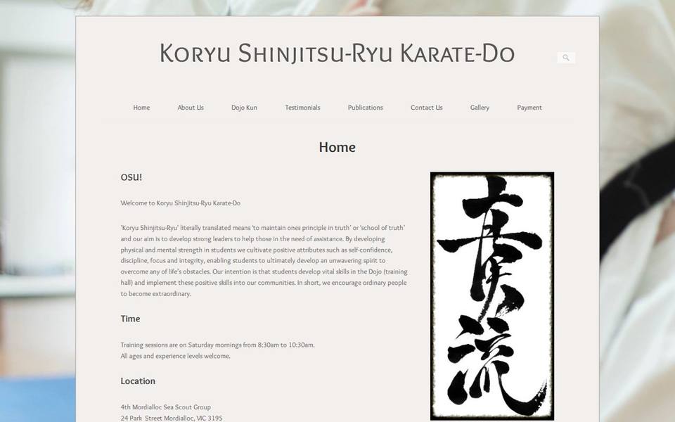 Koryu Shinjitsu-Ryu Karate-Do website