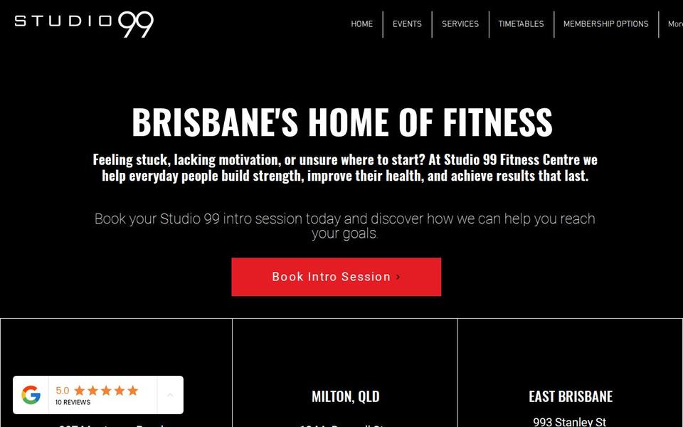 Studio 99 Fitness website