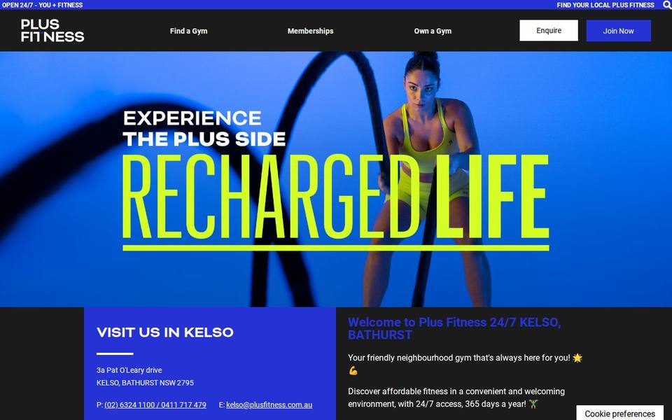 Plus Fitness Kelso website