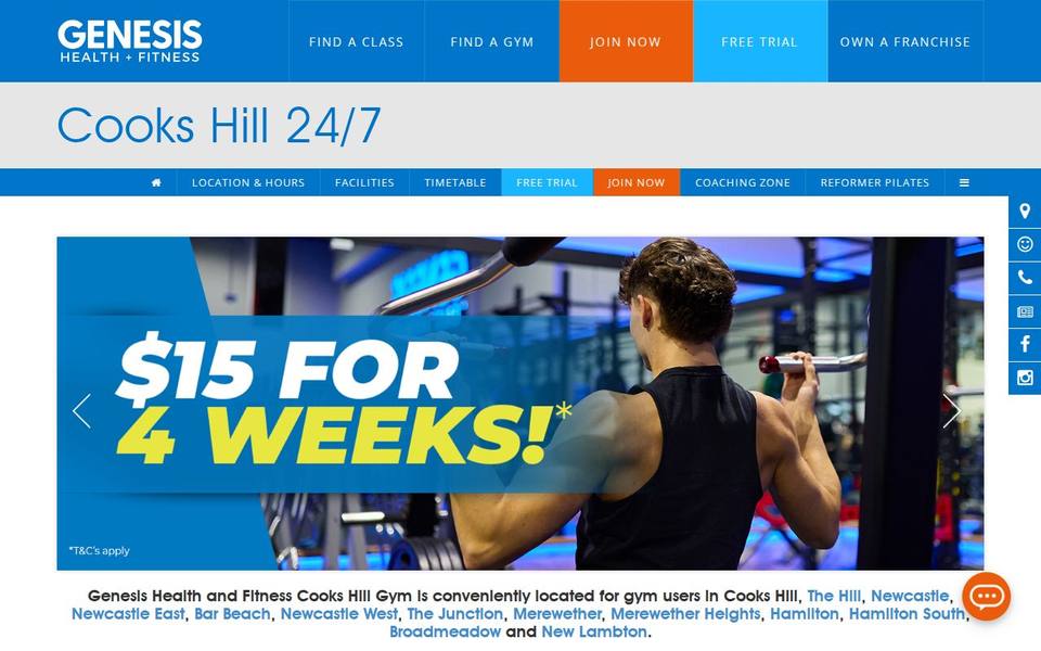 Genesis Health + Fitness Cooks Hill - NSW website