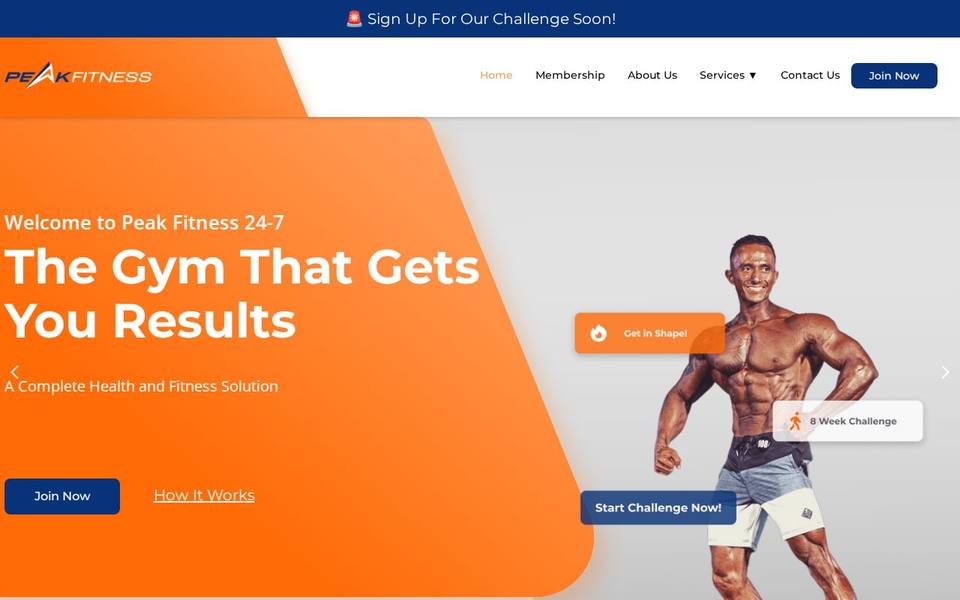 Peak Fitness website