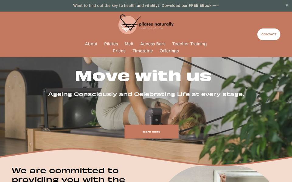 Pilates Naturally Movement and Wellness Studio website