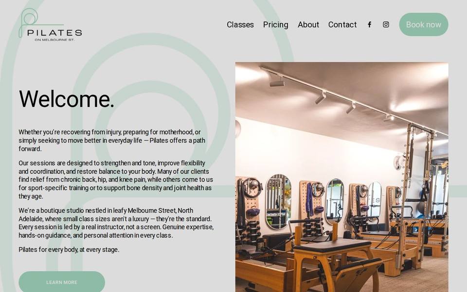 Pilates on Melbourne Street website