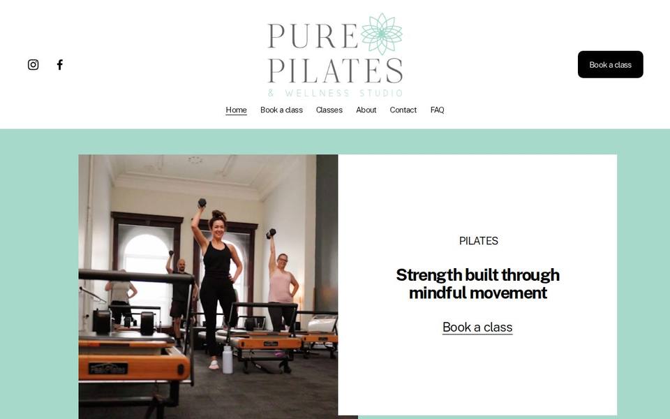 Pure Pilates and Wellness Studio website
