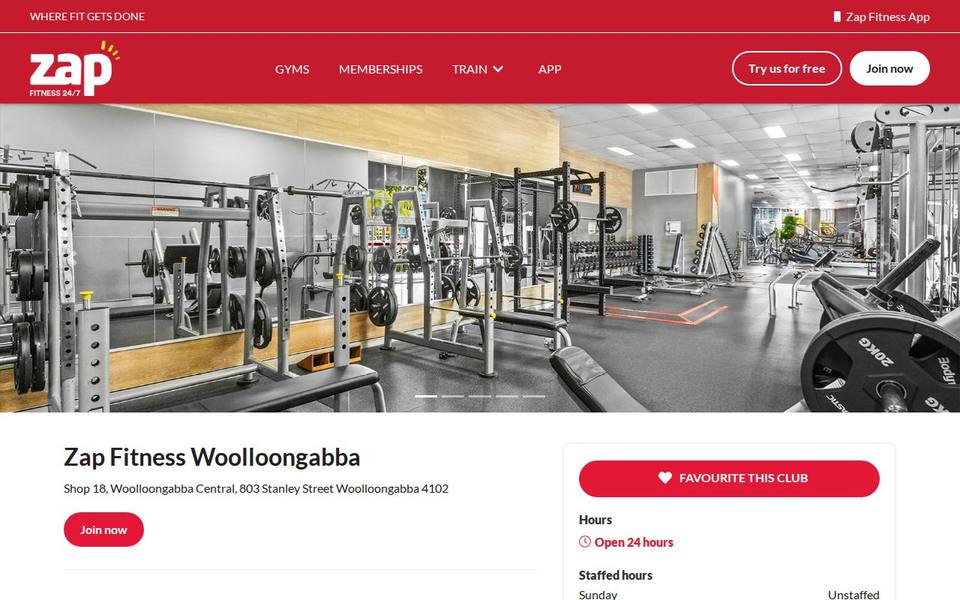 Zap Fitness Woolloongabba website