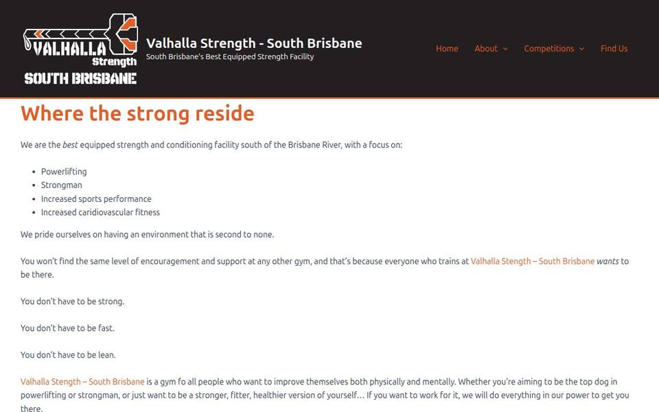Valhalla Strength website