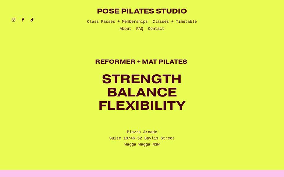 Pose Pilates Studio website