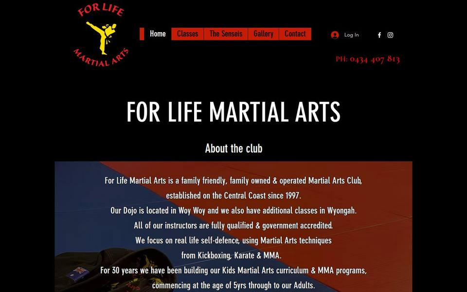 For Life Martial Arts website