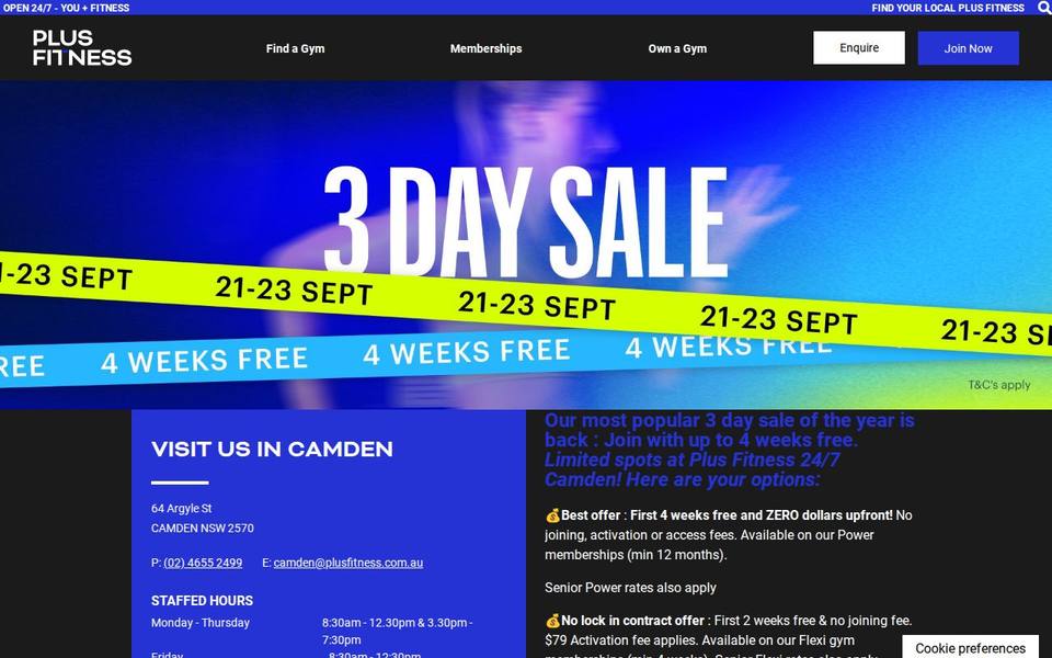 Plus Fitness Camden website