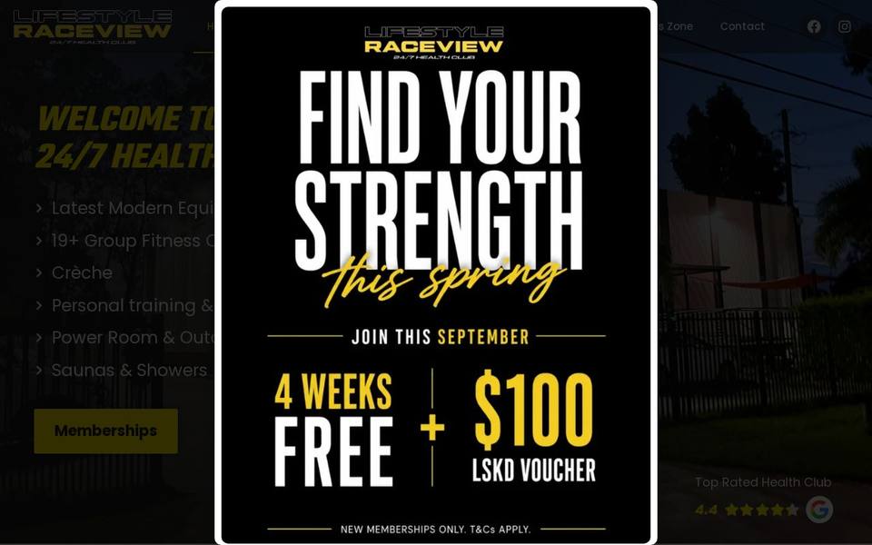 Lifestyle Raceview 24/7 Health Club Ipswich website