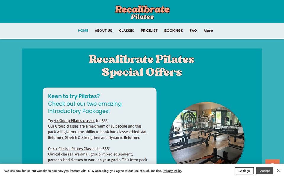 Recalibrate Pilates website