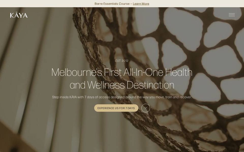 Kaya Health Clubs website