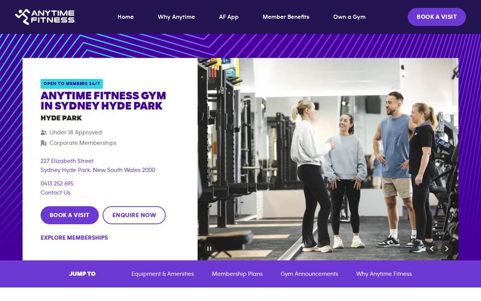 Anytime Fitness Sydney Hyde Park website
