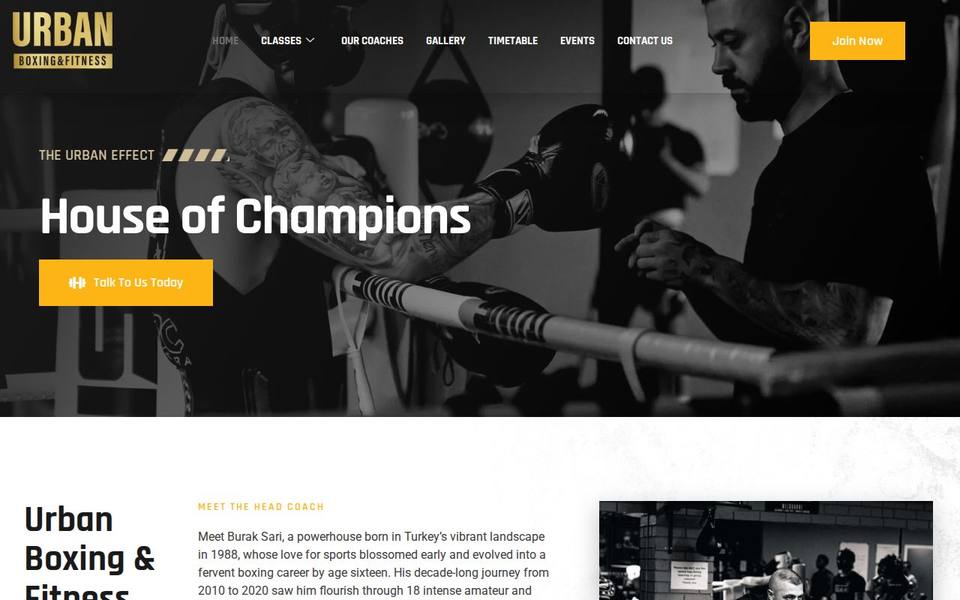 Urban Boxing Sydney website