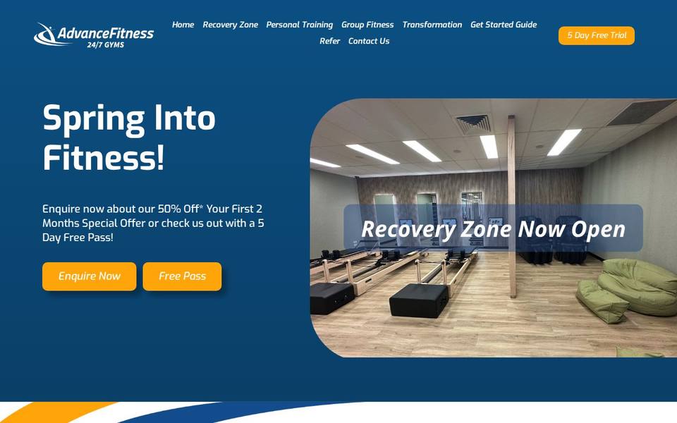 Advance Fitness website