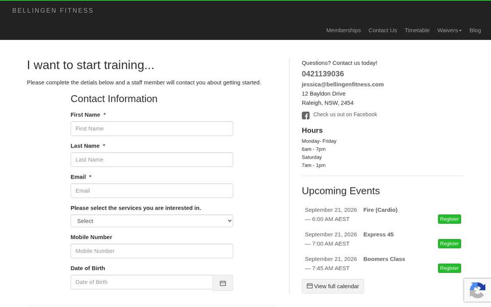 Bellingen Fitness website