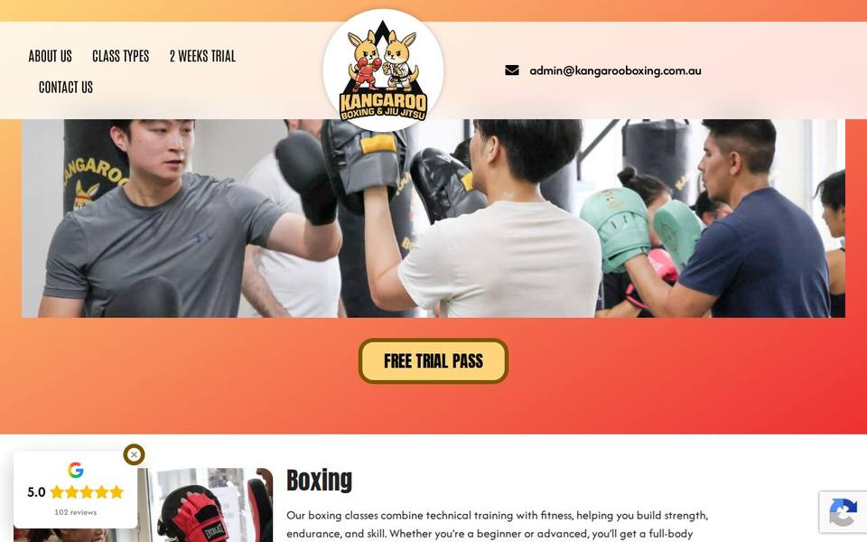 Kangaroo Boxing & Jiu Jitsu website