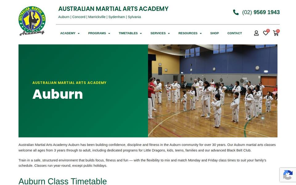 Australian Martial Arts Academy Auburn website