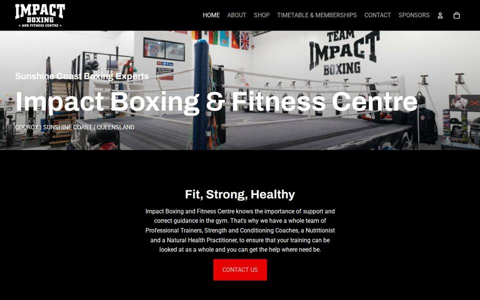 Impact boxing and fitness centre website