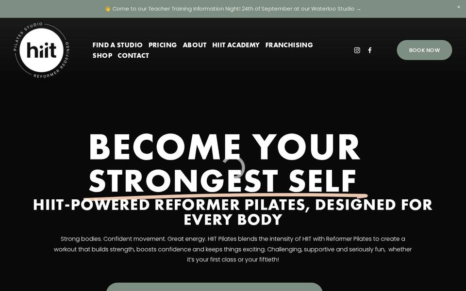 HIIT Pilates Studio website