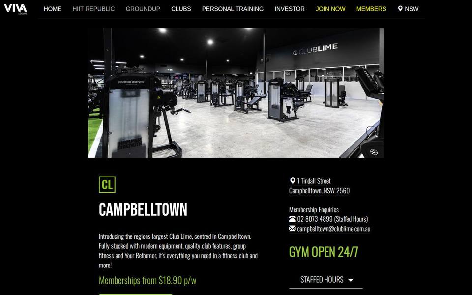 Club Lime Campbelltown - Tindall website