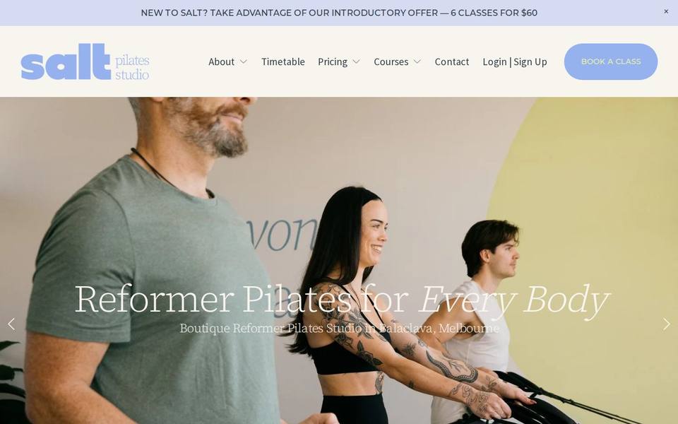 Salt Pilates Studio website
