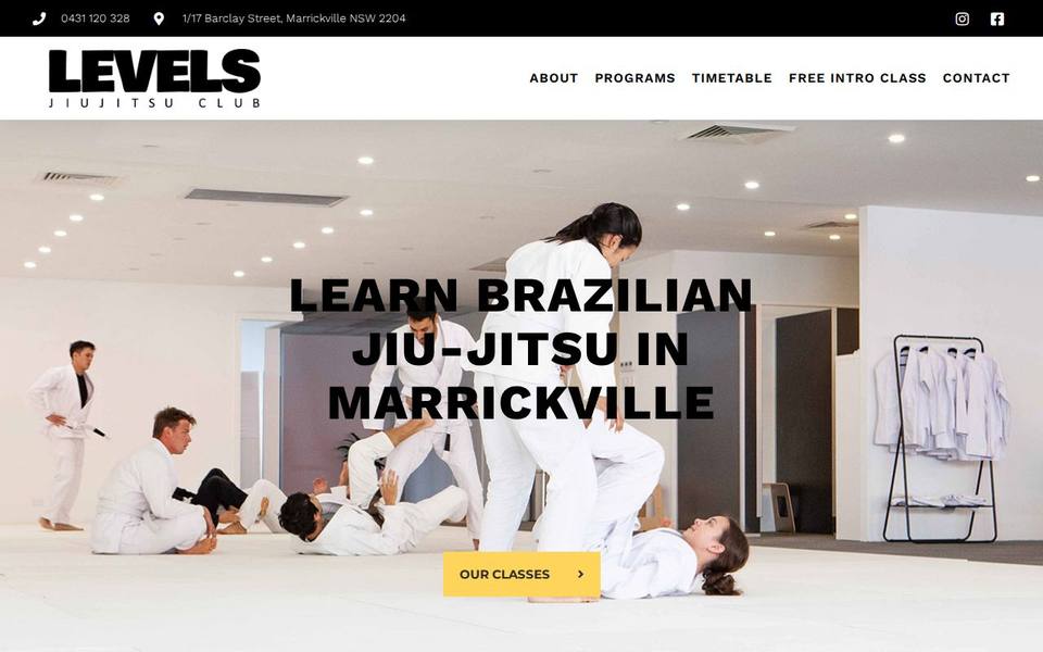 Levels Jiu Jitsu Club website