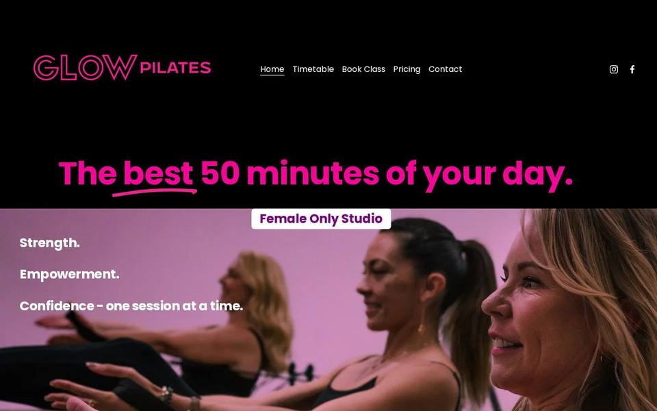 Glow Pilates Perth website