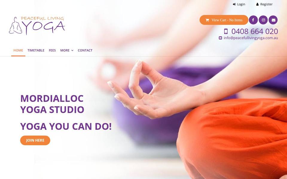 Peaceful Living Yoga website